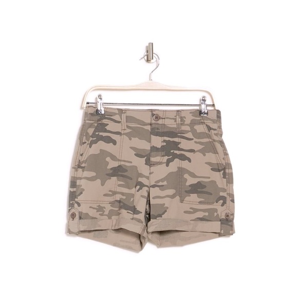 Sanctuary Womens Tan Camo Lightweight Pockets Chino Cuffed Hem Shorts Sz M New - Picture 7 of 8